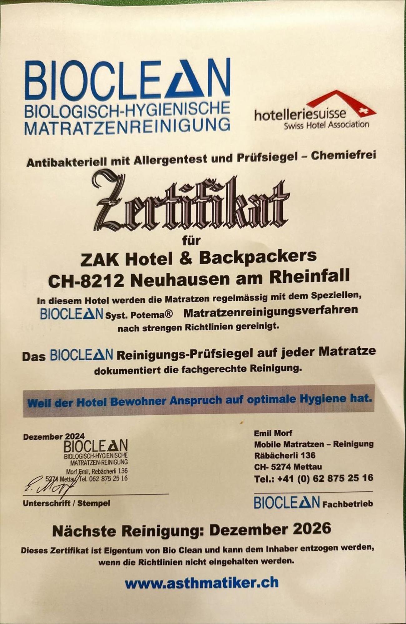 Zak Neuhausen Hostel Neuhausen Am Rheinfall Kültér fotó